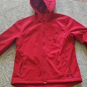 Vintage Double Diamond Women's Red Softshell Jacket (Fleece Lined)
